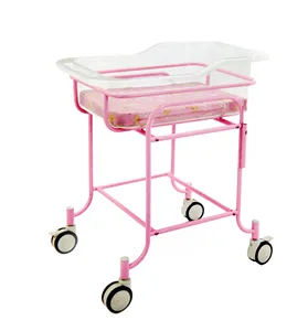 XF6061 Pink Medical Baby Nursing Bed Children's Bed Medical Stroller Economical Steel Plastic Stroller
