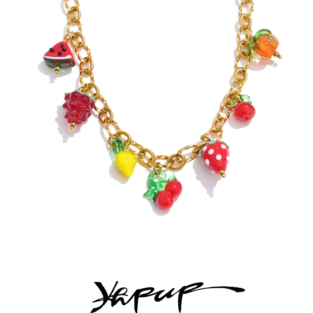 Yhpup Jewelry Necklace Gold Color Stainless Steel for Girls Ladies