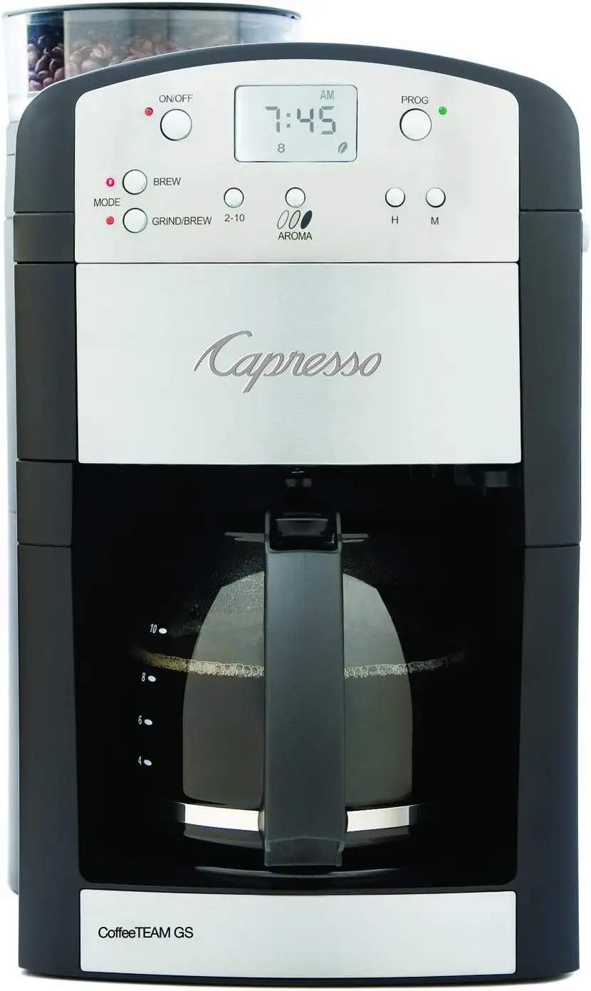 10-Cup Digital Coffeemaker with Conical Burr Grinder, Glass Carafe , Black , 15.5" x 9.5 "x 9.75" 2