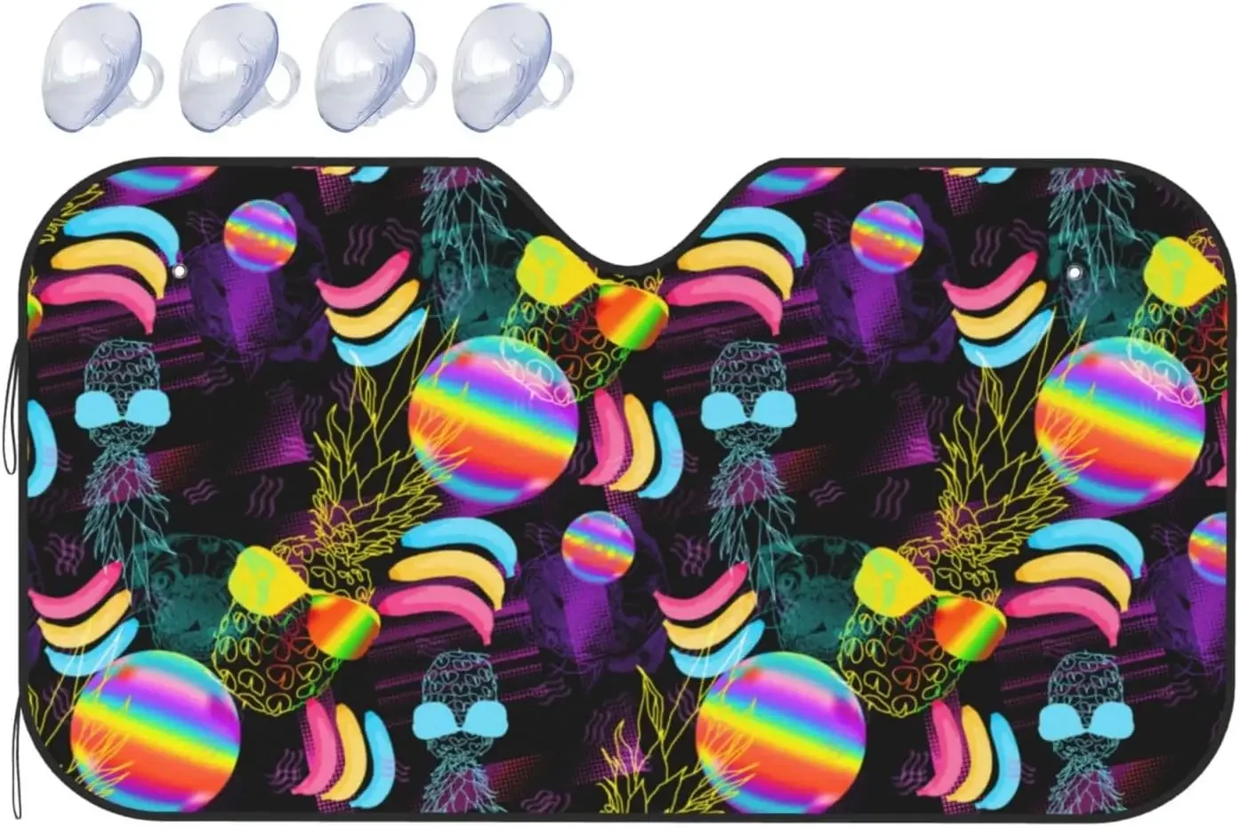 

80S 90S Balls Designed Windshield Sun Shade Car Shield Sun Shade for Front Window Sun Visor Protector Funny Printed Auto