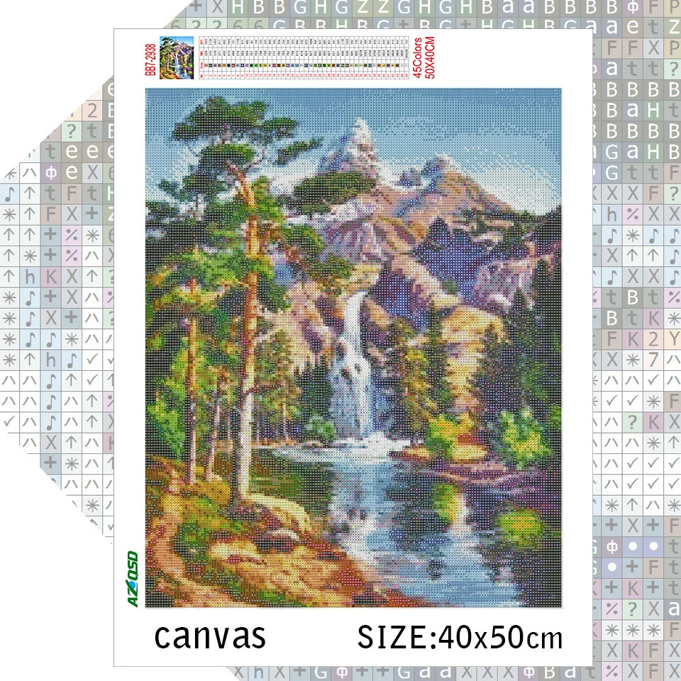 AZQSD Diamond Painting Waterfall Swan Handmade Needlework Home Decor Diamond Scenery Mosaic Cross Stitch Rhinestones Full Kits