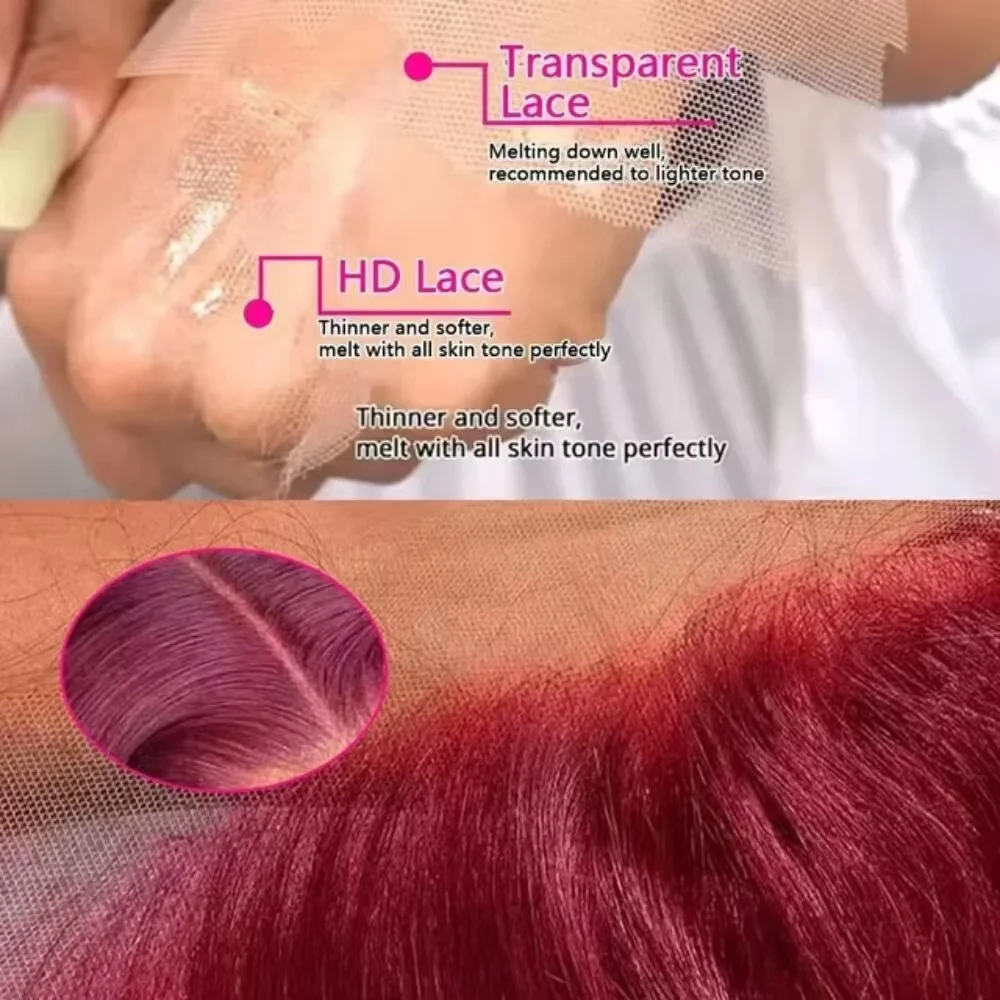 99J Burgundy Body Wave Lace Front Wig Human Hair 13x4 HD Transparent 18 34 Inch Lace Frontal Wigs For Women 4