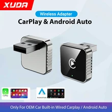 XUDA 2 in 1 유선에서 무선 CarPlay 안드로이드 오토 어댑터 (OEM 차량 스테레오용, USB 동글 미니 박스, 플러그 앤 플레이 블루투스)