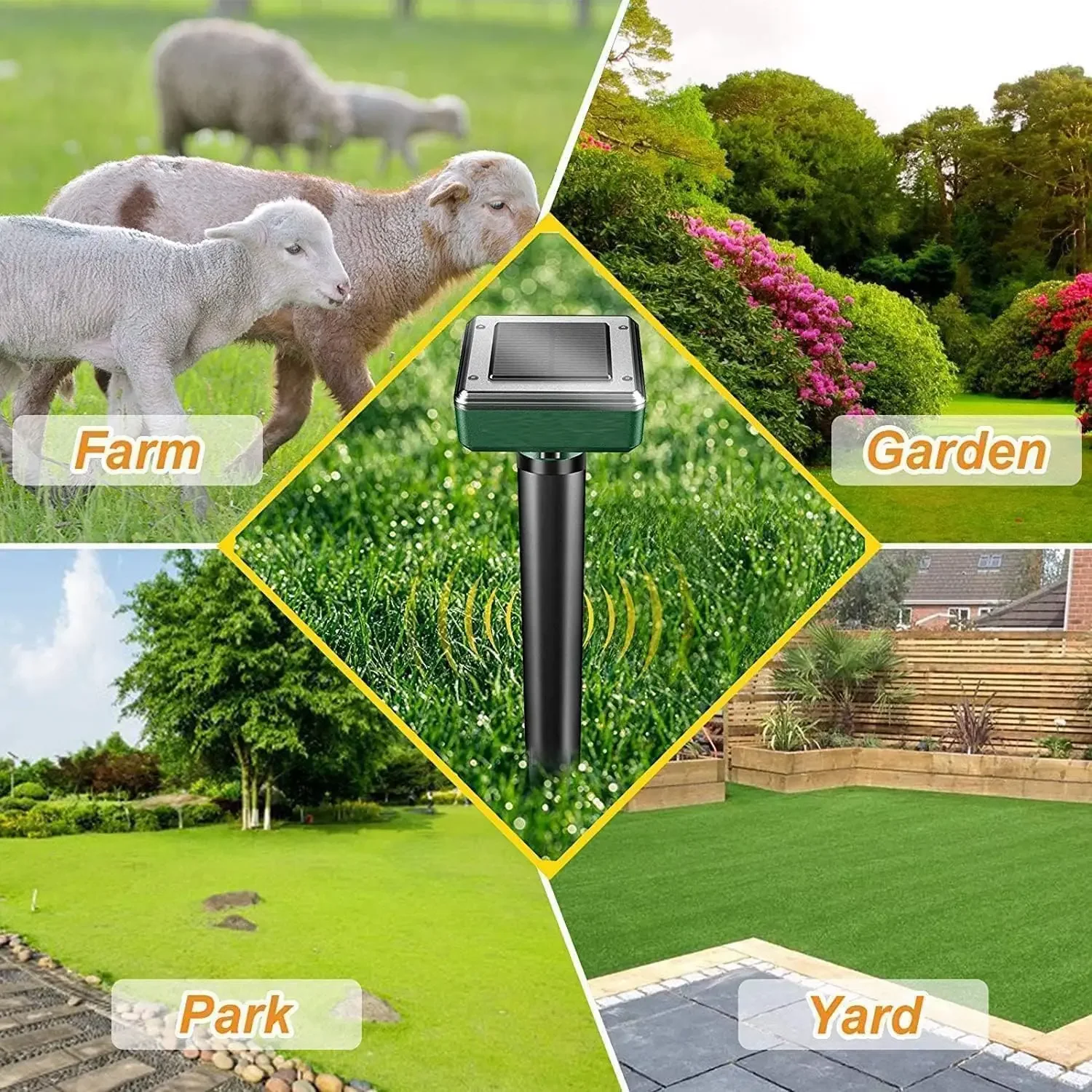 Animal Repellent Solar Ultrasonic Rat Repellent Built-in Buzzer Outdoor Ultrasonic GardenLawn LED Electronic Breeding snake Repellent