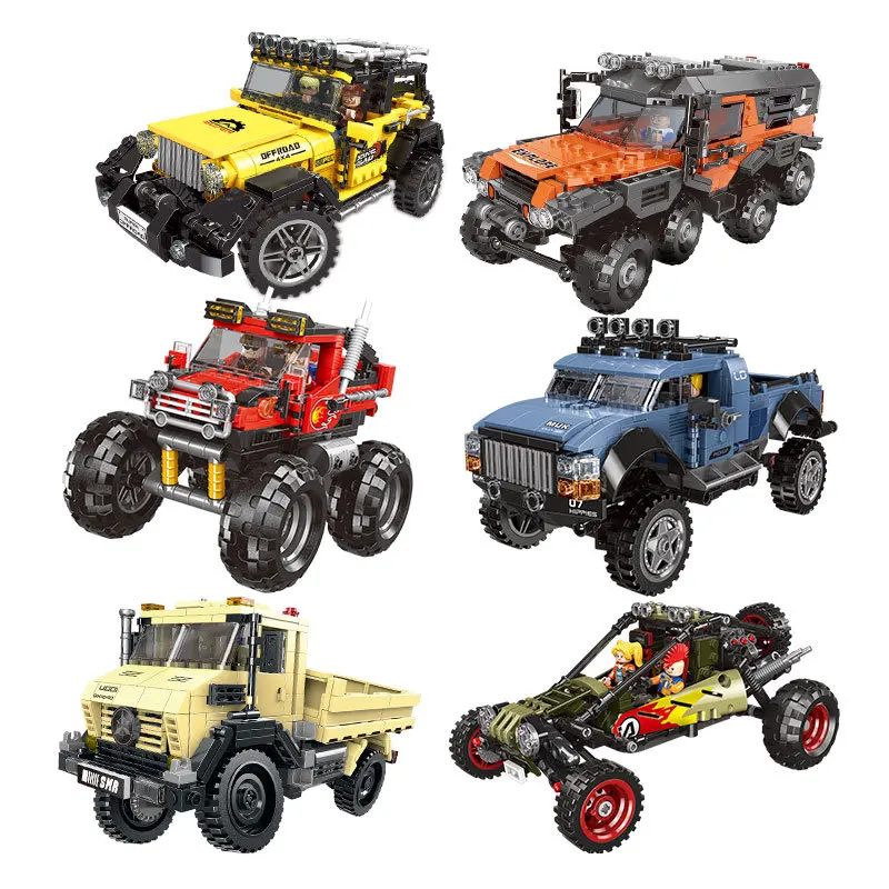 

Technical Off-Road Adventure Wrangler Vehicle Jeep Super Car & Pickup Trucks Building Block Kits Engineering Toys for Kids Boys
