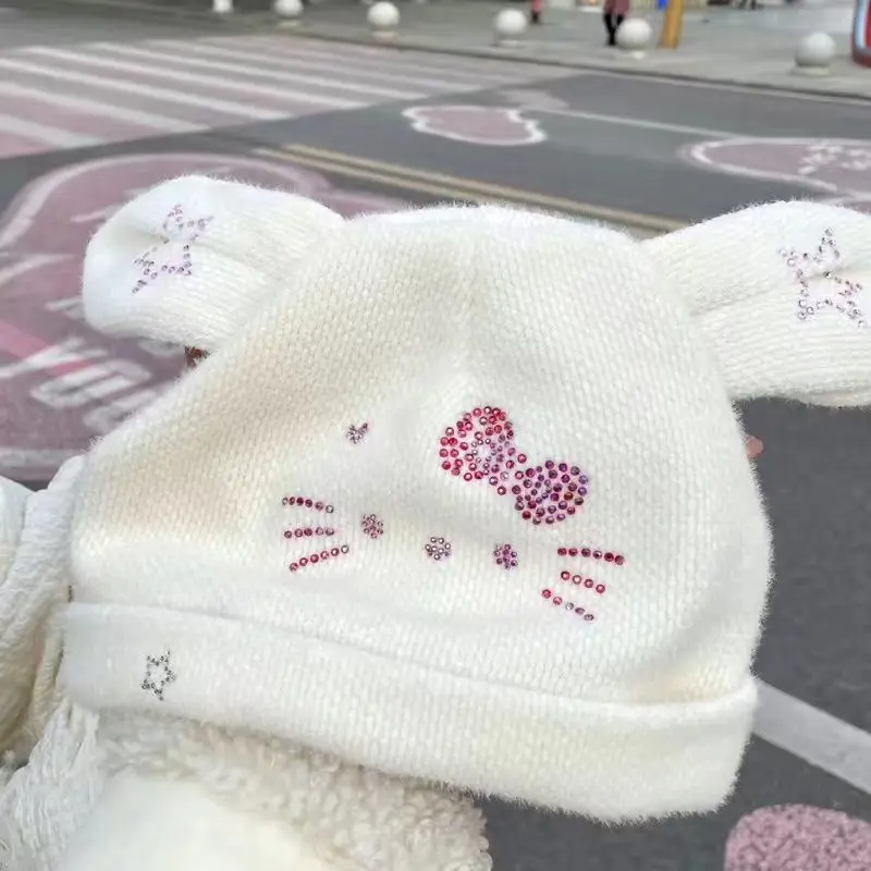 

Новинка, шапка Hellokittys Kawaii, милая креативная зимняя утепленная вязаная шапка Sanrio Y2K с героями мультфильмов, подарок на день рождения