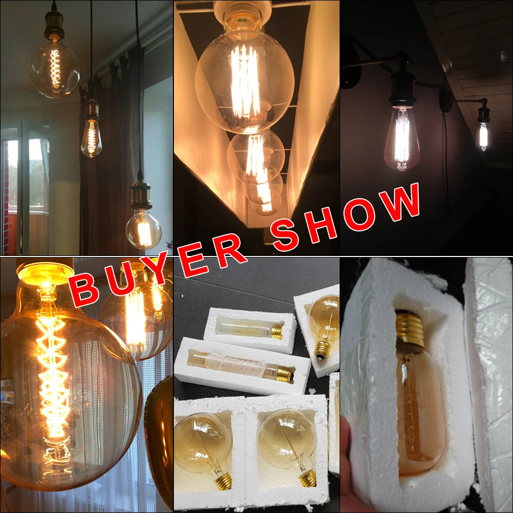 Retro Edison Bulb E27 220V 40W ST64 G80 G95 G125 Ampoule Vintage Edison Bulb Incandescent Lamp Filament Light Bulb Home Decor