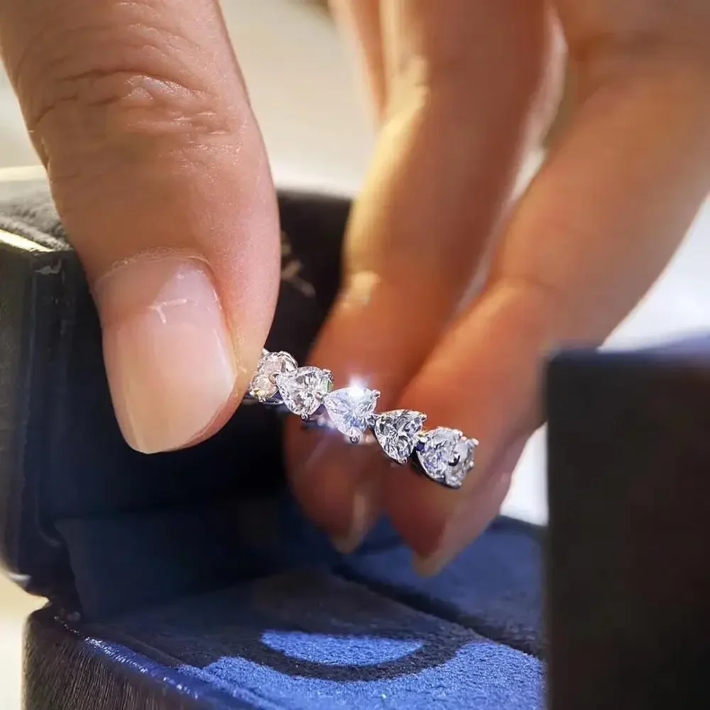 Finger Ring Zircon Crystal Ring Wedding Rings Wedding Ring New Fashion Women Ring Trend White Crystal Zircon Engagement Design Rings For Women Wedding Anniversary Jewelry