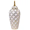 Ceramic Vase Geometric Rhombic Jar Ceramic Ginger Jar Storage Tank with Lid Porcelain Handicraft Home Decoration Accessories 6