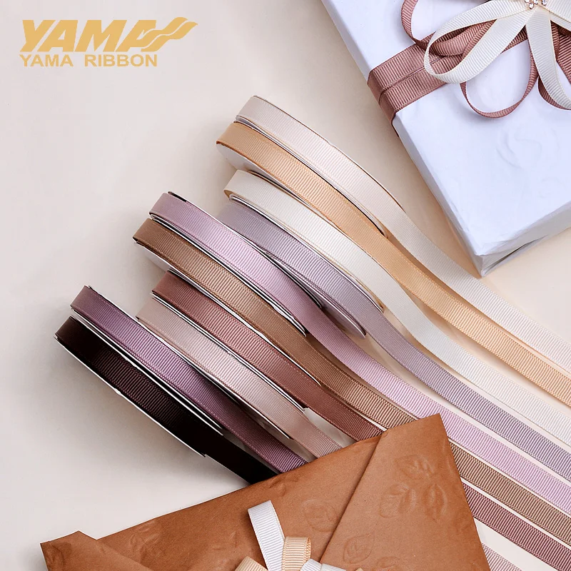 YAMA Polyester Grosgrain Gift Wrap Ribbon Manufacturers Brown