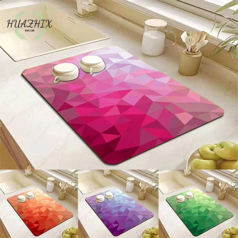 Gradient Watercolor Absorbent Mat Coffee Dish Mats Kitchen Counter Draining  Pad Quick Drain Tool for Bathroom Sink Non-slip Pads - AliExpress