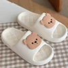Cute Bear Design Thick Sole Women Slippers Slides Bathroom Beach Indoor Sandals Summer Couple Shoes 5