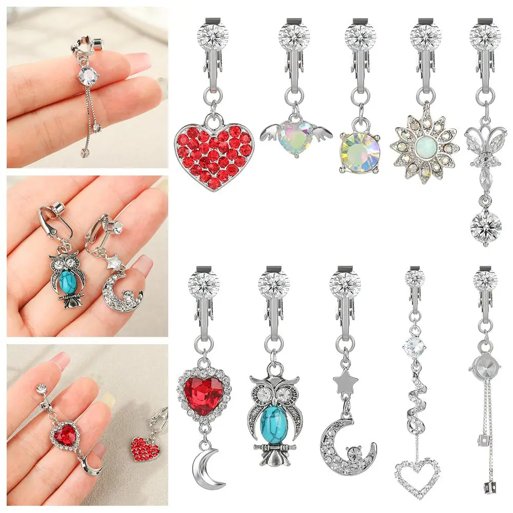 Faux Fake Belly Star Fake Belly Piercing Clip A Cuore Sull'Ombelico Ombelicale Falso Pircing Moon Leaves Cartilagine Orecchino Clip