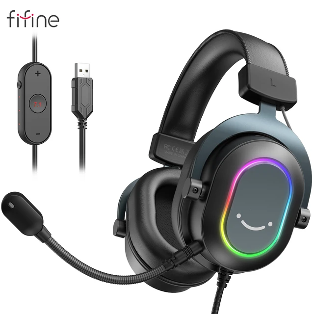 Cuffie da gioco Fifine Dynamic RGB con microfono cuffie Over-Ear 7.1  Surround Sound PC PS4 PS5 3 opzioni EQ gioco Movie Music - AliExpress