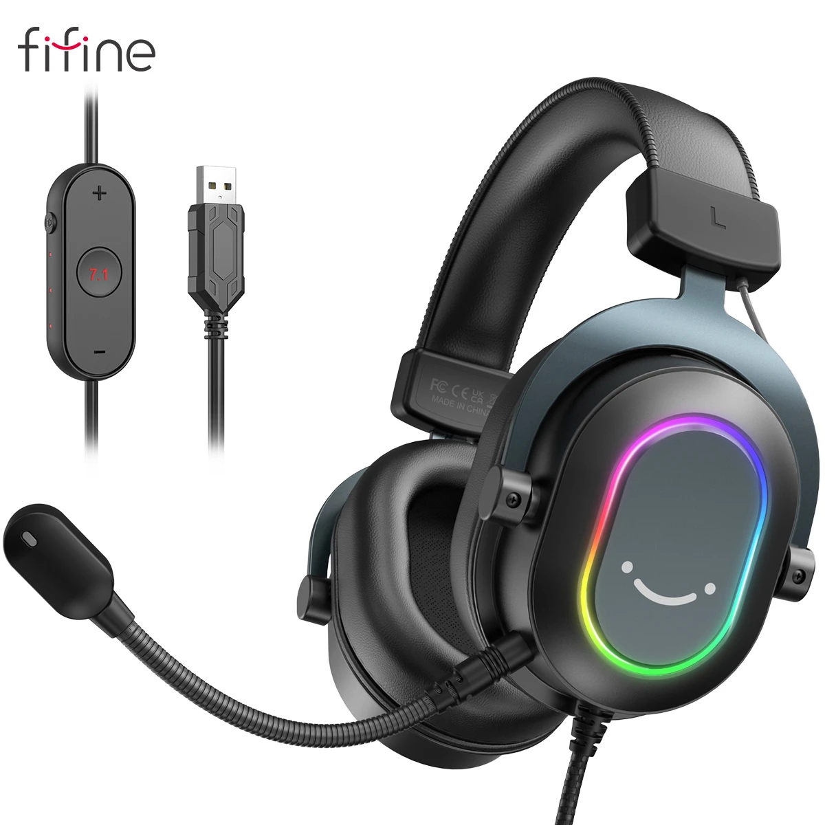 Cuffie da gioco Fifine Dynamic RGB con microfono cuffie Over Ear 7.1  Surround Sound PC PS4 PS5 3 opzioni EQ gioco Movie Music| | - AliExpress