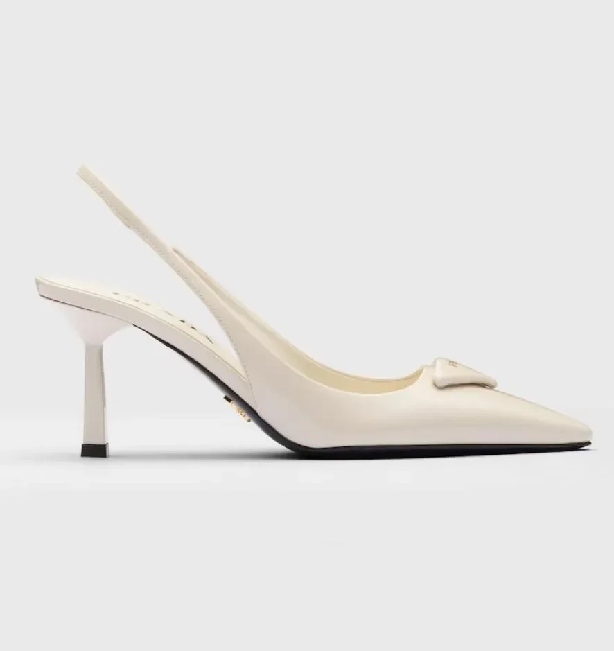 Luxury Women Sandals Shoes Patent Leather Slingback Pointed Toe Elegant Bridal Wedding Dress High Heels Lady Pumps Black Nude White