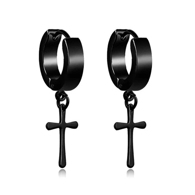 Hoop Earrings 1 Pair Punk Multiple Styles Stainless Steel Stud Hoop Earrings For Men Women Gothic Street Pop Hip Hop Ear Jewelry hoop earrings