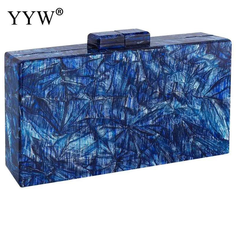 Acrylic Women'S Bag Luxury Designer Bag Blue Evening Clutch Bag For Wedding Party With Chain Shoulder Purse Female Box Handbag