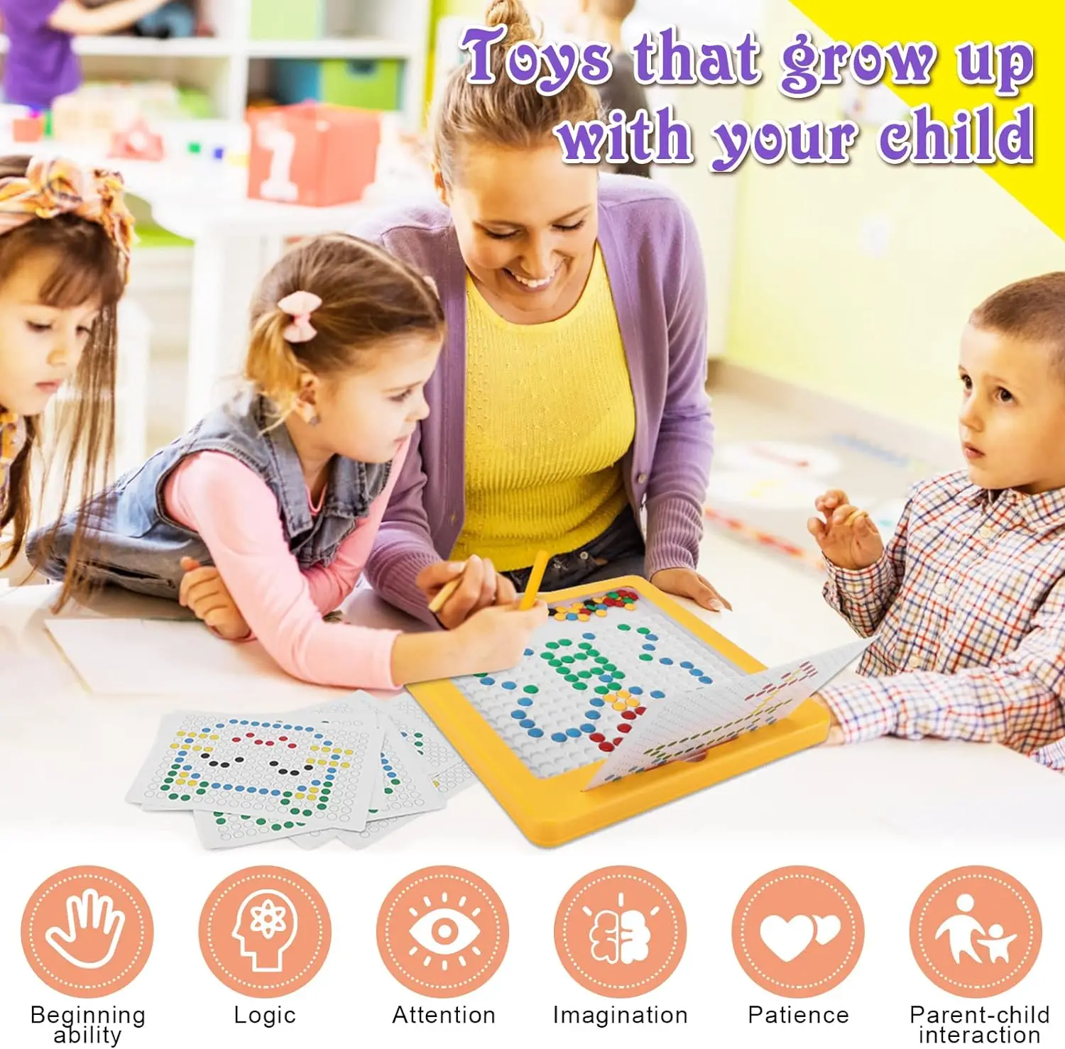 Magnetic Drawing Board for Toddlers Magnet Beads and Pen Drawing Board Montessori Educational Sensory Travel Toys 2