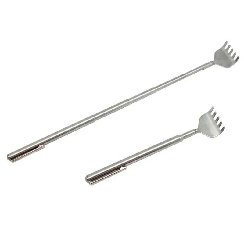 Stainless Steel Retractable Scratcher Portable Telescopic Back Scratcher Itch Massage Tool Adjustable Steel Size Pen-type Clip retractable back scratcher