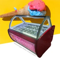 Commercial Refrigeration Equipment 10 12 16 18 Trays Ice Cream Display Freezer Refrigerator Gelato Display Case Customizable 1