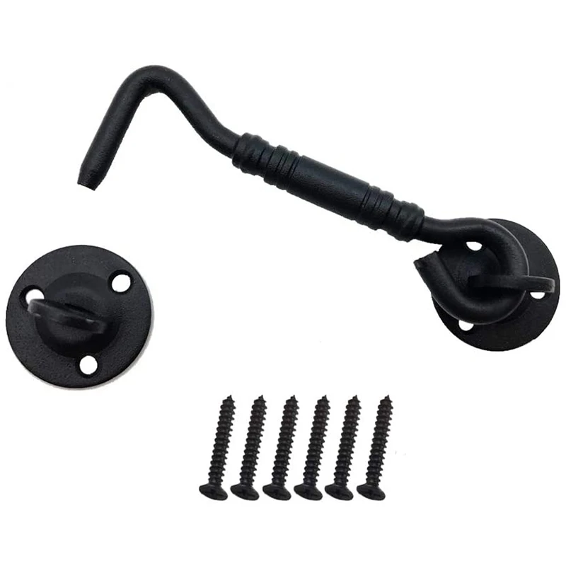

Hot-Barn Door Lock, 4 Inch Stainless Steel Door Hook & Eye Latch With Mounting Screws, Door Lock Latch For Sliding Door