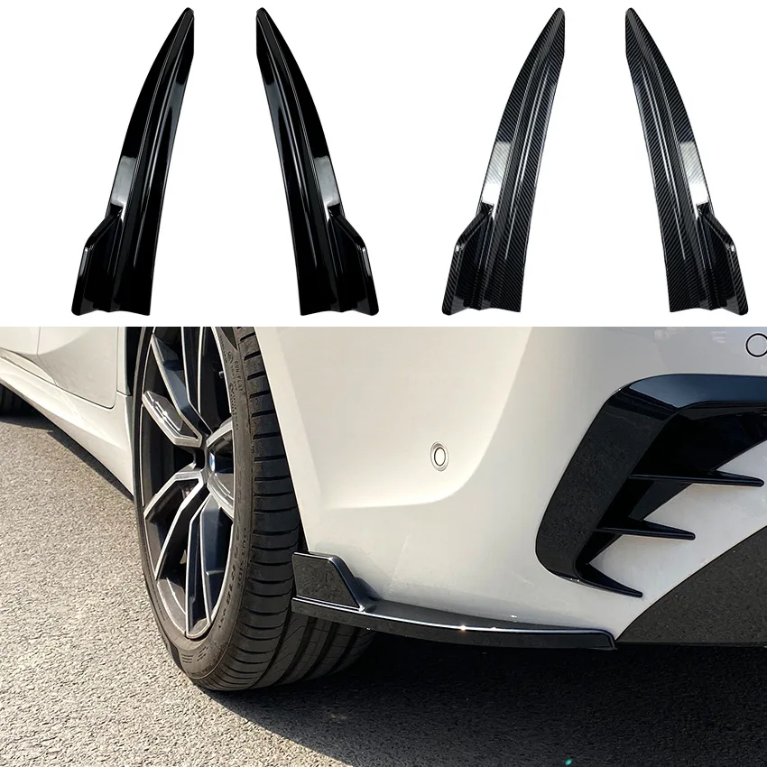 Divisores laterales del difusor del parachoques trasero para BMW Serie 3 G20 G21 320i 325i 330i m-sport 2019-2022 ABS negro/acabado de carbono Kits de carrocería