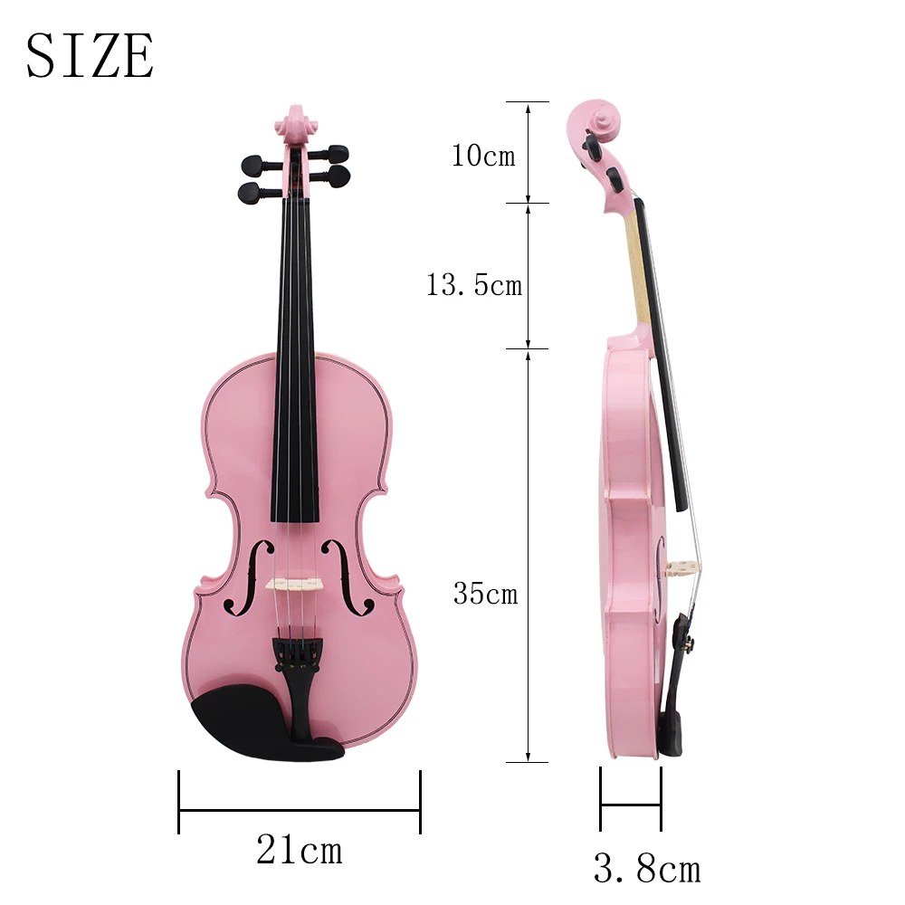 Pink Violin 4/4 Maple Panel Gift For Beginners Violin Lovely Present Suitable Music Course Study Ornament With Practical Parts