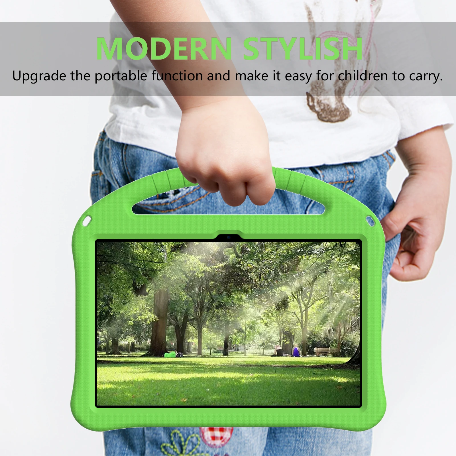 Kids Cartoon EVA Tablet Case with Anti-Slip Grip and Built-in Kickstand
