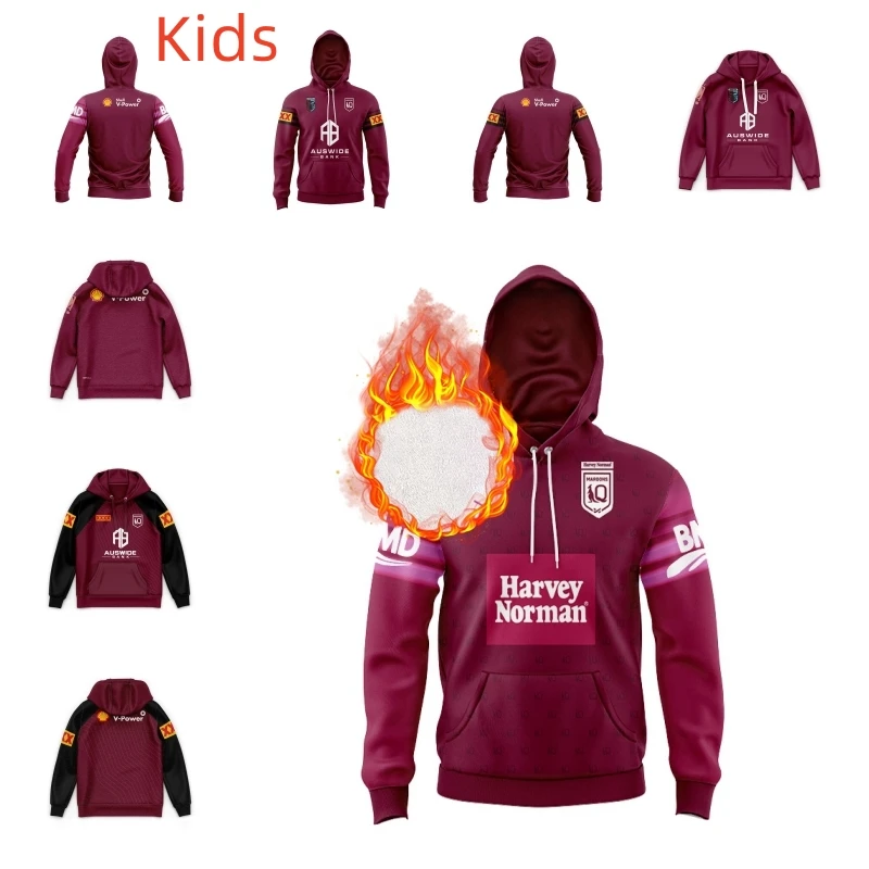 

2023 QLD Maroons Indigenous Kids Hoodies 2023/24 QUEENSLAND MAROONS STATE OF ORIGIN COMMEMORATIVE ANZAC TRAINING JERSEY