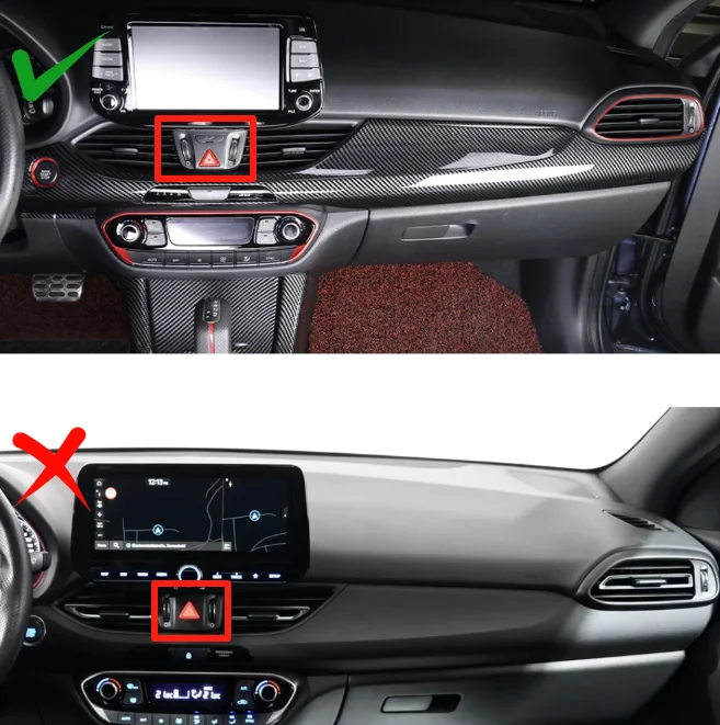 현대 I30/I30 N 2017-2025 좌핸들 차량용 대시보드 장식 커버 트림 카본 파이버 소재 인테리어 액세서리