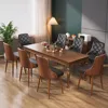 Dining Chairs Set of 8, Mid Century Modern Kitchen and Dining Room Chairs, Upholstered PU Leather Accent Chairs with Walnut Back 1