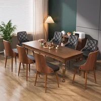 Dining Chairs Set of 8, Mid Century Modern Kitchen and Dining Room Chairs, Upholstered PU Leather Accent Chairs with Walnut Back 1