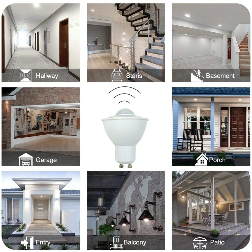 PIR LED Light Spot with Motion Sensor 6W GU10 85-265V AC Energy Saving for Corridor Passageway Hall Way Lamp led spotlight