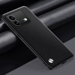 Deluxe PU Leather Shockproof Silicone Phone Case Cover for iQOO Neo 8 Pro (Style 2 Black)
