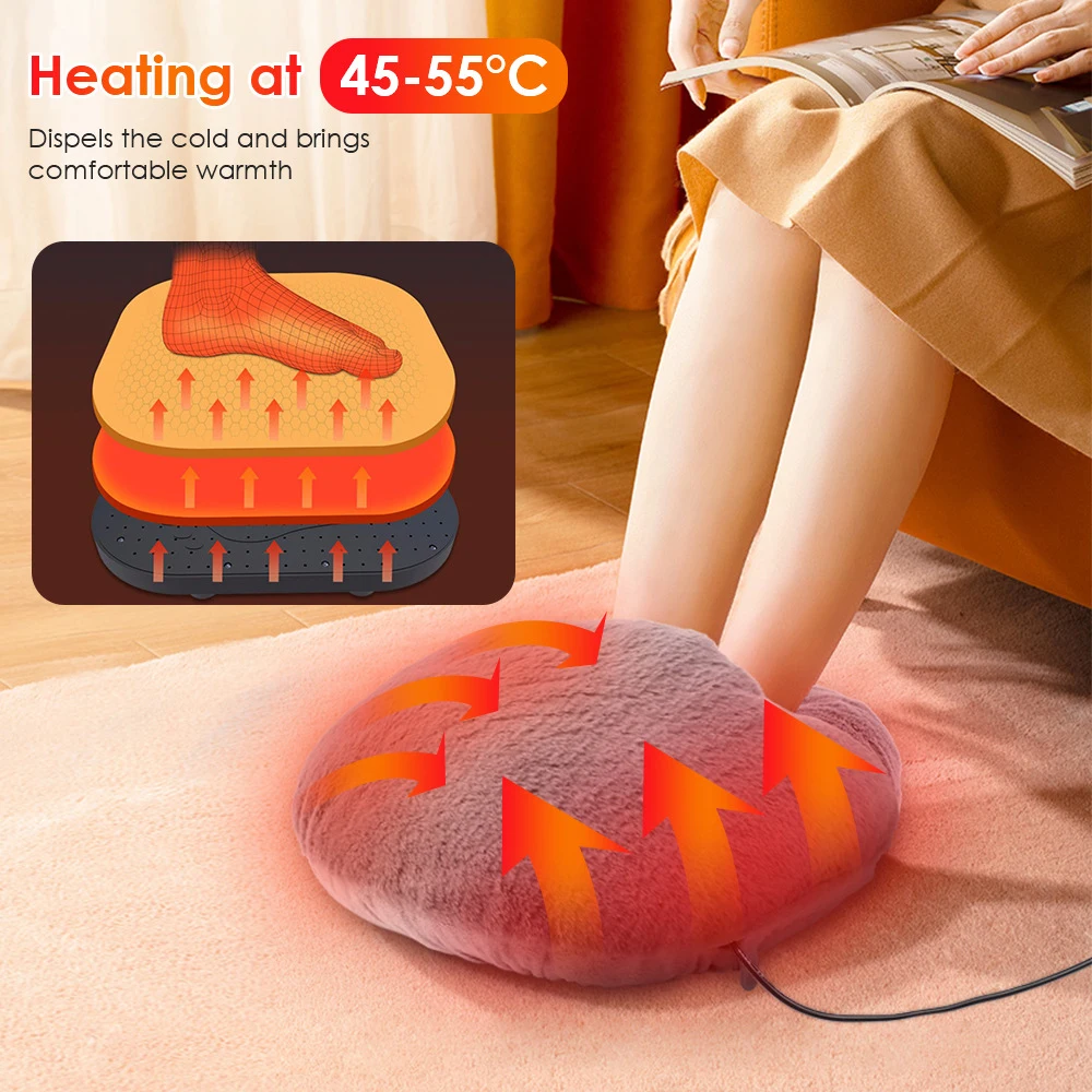 

10W Home Office Winter Foot Warmer Detachable And Washable Dormitory Cute Cartoon Electric Heating Shoes Heater Soft Foot Warmth