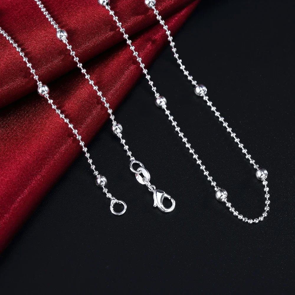 Halskette aus 925er-Sterlingsilber, 16/18/20/22/24 Zoll, feine Perlenkette für Damen, hochwertiger Modeschmuck, Weihnachtsgeschenke
