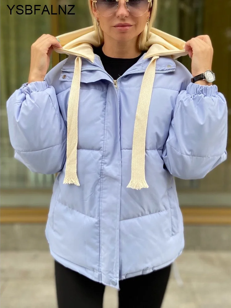 

Синие парки, осенняя куртка для женщин, зимние пальто, новинка 2023, корейская мода, пуховая куртка, утепленная теплая верхняя одежда большого размера