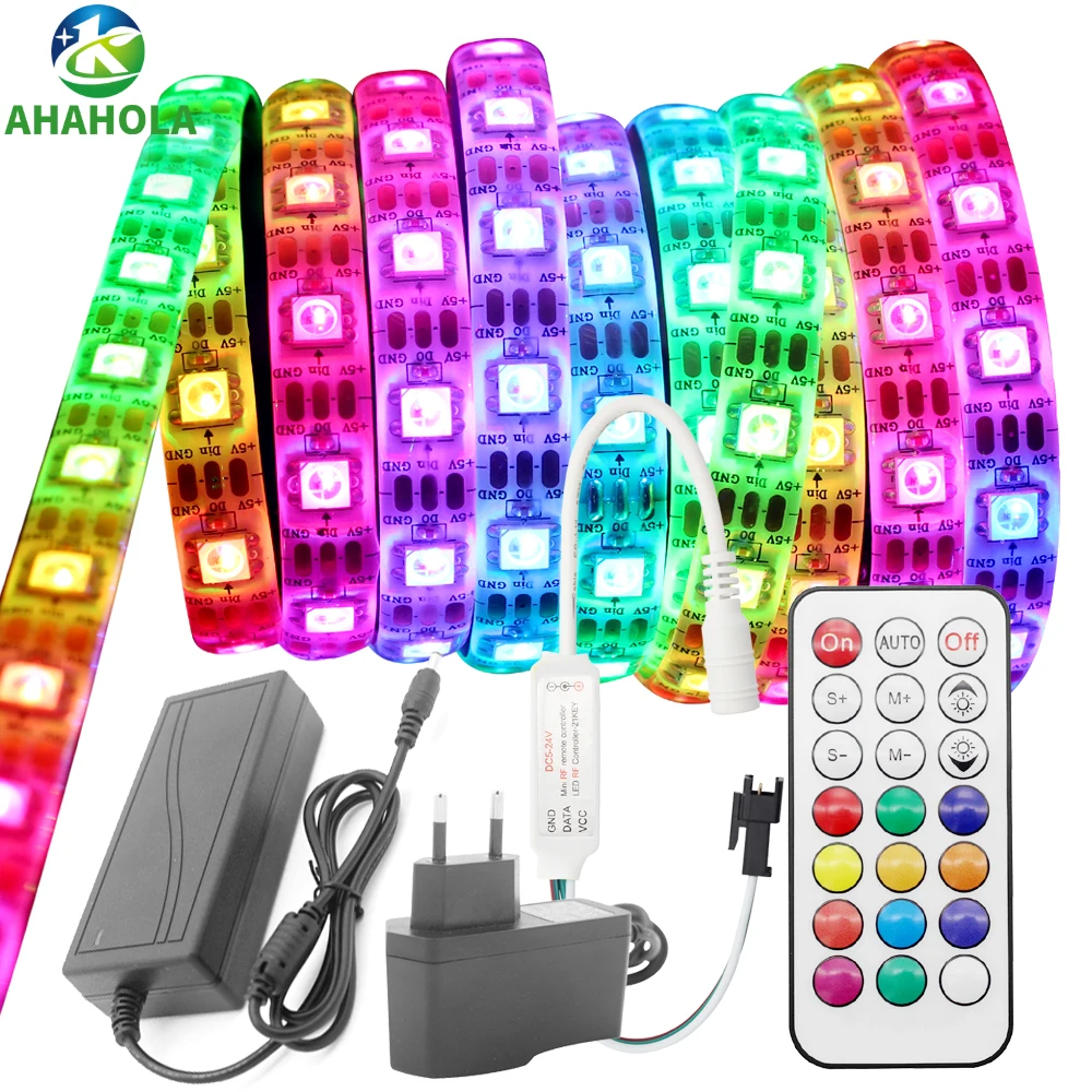 Ws2812b 5v 5050 Led Lights Strip for Bedroom Room Kitchen Ws2812 Tira De Led 5050 Rgb Strip Light Neon Diode Tape Ledstrip