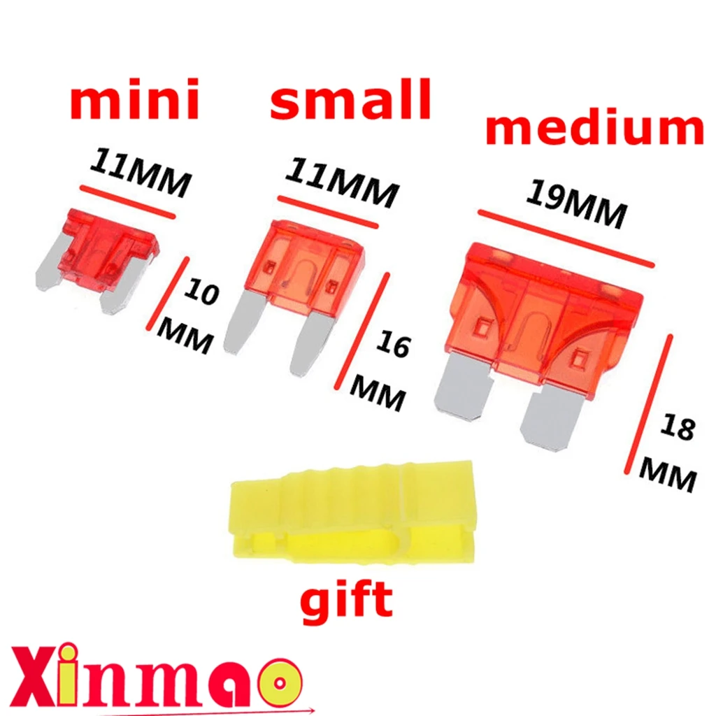 

10cps Car fuse insert mini small medium 5A 10A 15A 20A 25A 30A 40A+clip