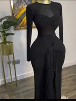 New Women's Long Dresses Sexy Round Neck Full Sleeve High Waist Elegant Splice Bodycon Evening Vestidos Maxi Party Night Dress - Image 4