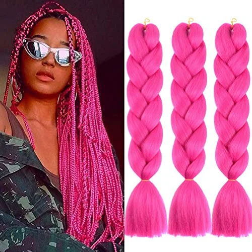 Pink Hair Human Bulk Hair Natural Straight Hair For Braiding 100g Real