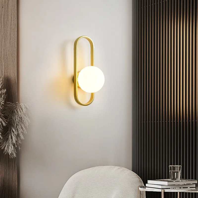 

Modern Wall Sconces With Milk White Lampshade Indoor Gold Wall Lamp for Bedroom Wall Light Fixture Bedside Wall Sconce Lighting