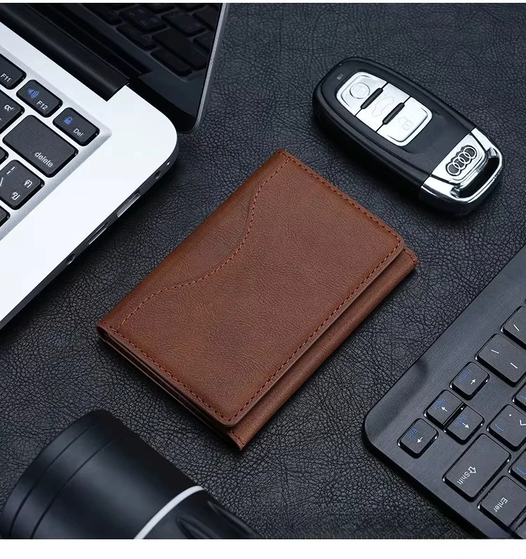 Magnetic Leather Wallet and Card Holder with Phone Pouch – Protective Case