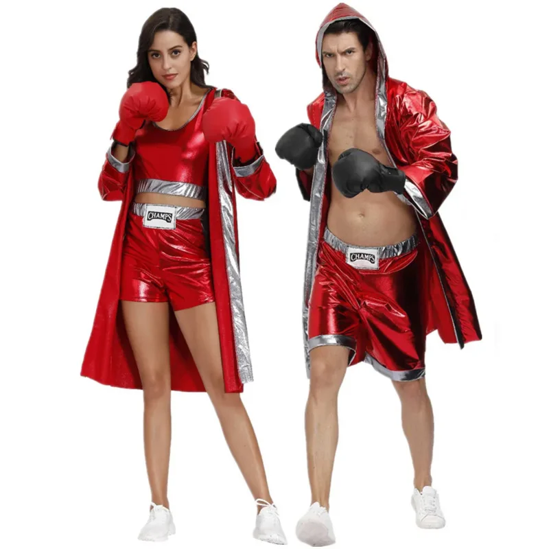 

Couples Carnival Boxer Robe Boxing Costume Cosplay Halloween Party Playing Boxing Match Clothes Uniform Fancy Dress
