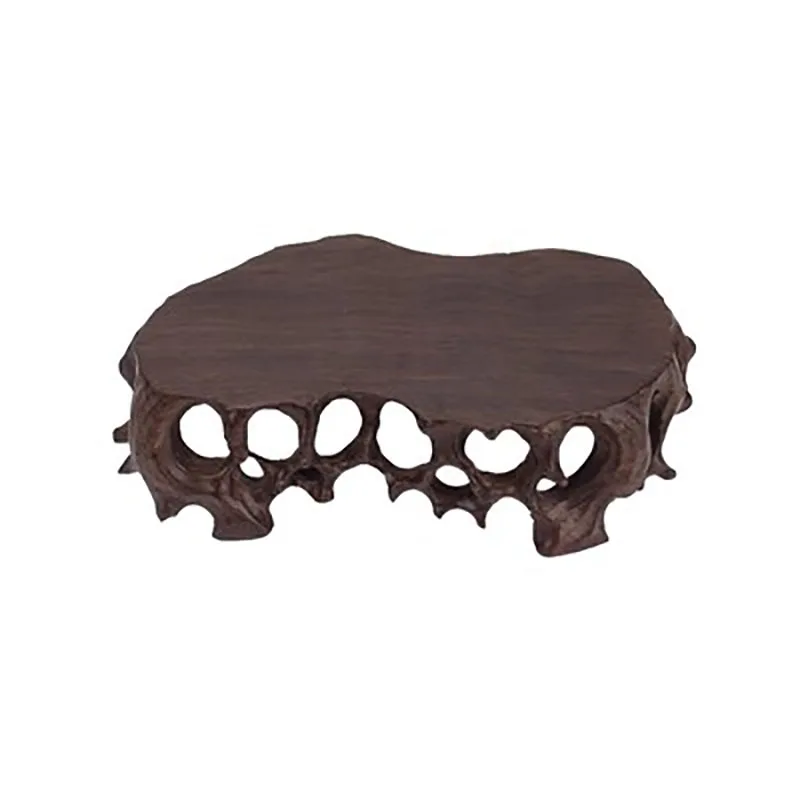 Solid wood root carving, hollowed out root art base, wooden pallet, strange stone, purple sand tea pot, miniature bonsai base