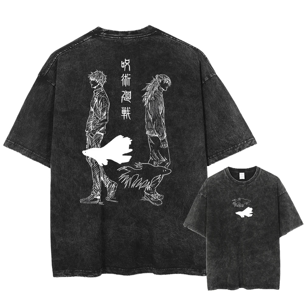 Buy Jujutsu Kaisen Gojo Satoru and Geto Suguru Anime T-Shirt, White, Comfortable Fit, Unisex (in, Alpha, S, White) at
