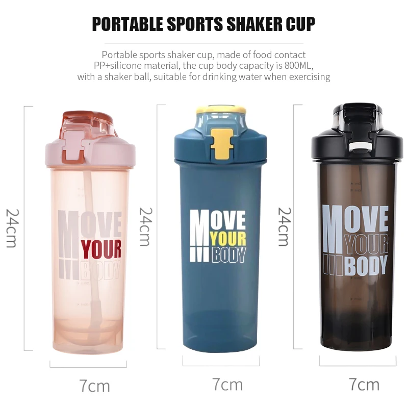 Lyeasw 24 OZ Shaker Bottle for Protein Mixes, BPA Free Leakproof Portable  Clear Shaker Cups for Workout, 2 Pack