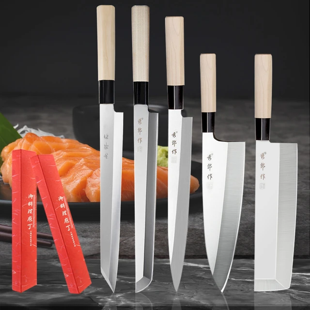 Cuchillo japonés Sashimi, rebanador de pescado crudo de Sushi, cuchillo  Nakiri Santoku de Chef, herramientas de corte de cocina - AliExpress