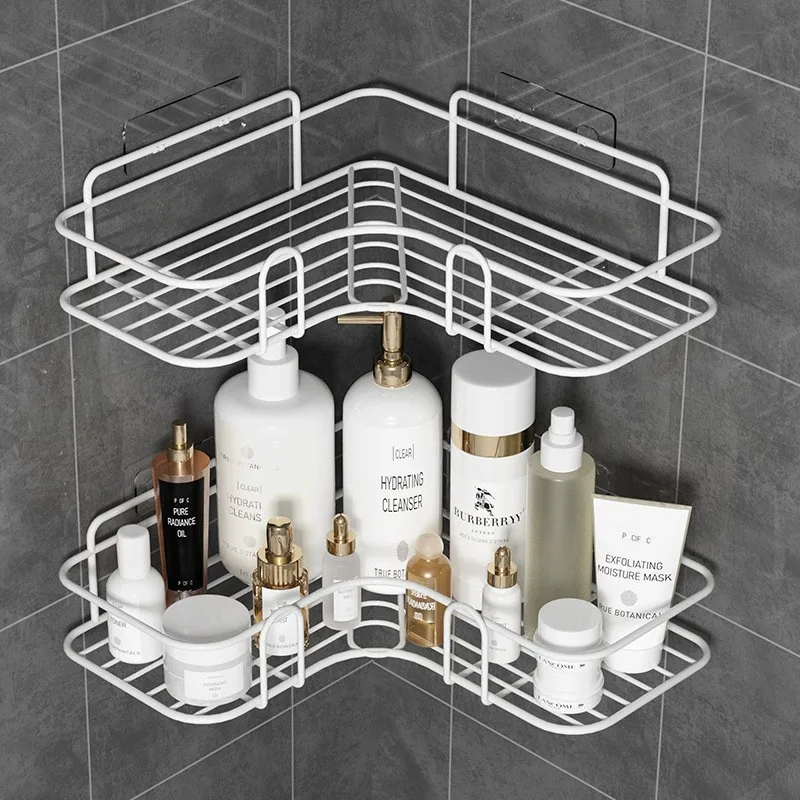 

Bathroom Shelf Shampoo Holder Kitchen Shelves Corner Wall Mounted Storage Basket Punch-Free Home Organizer Bath Accessories